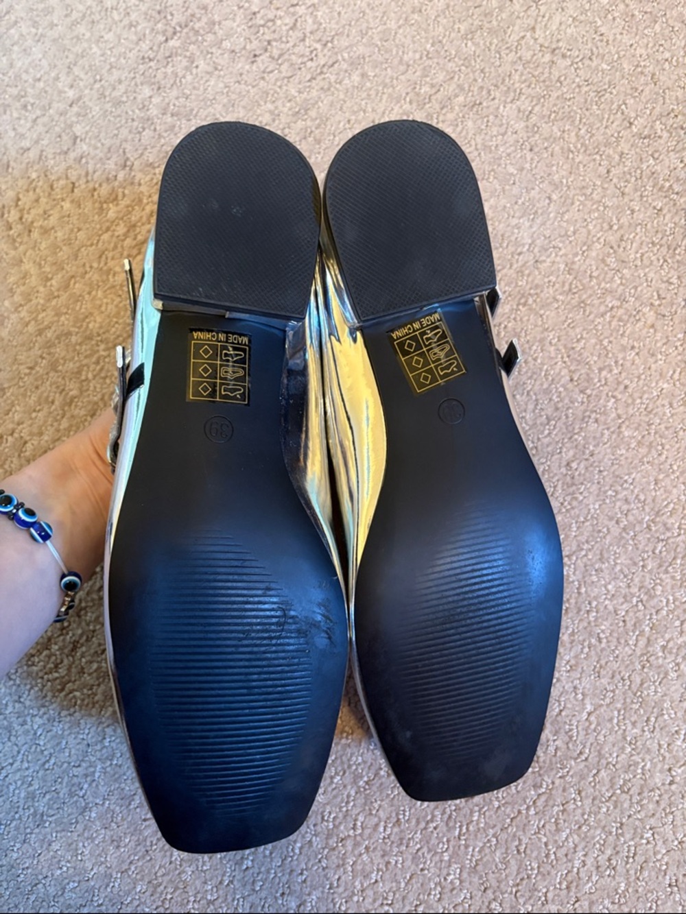 Never worn. New. Women's Metallic Silver Mary Jane Flats - Picture 4 of 7